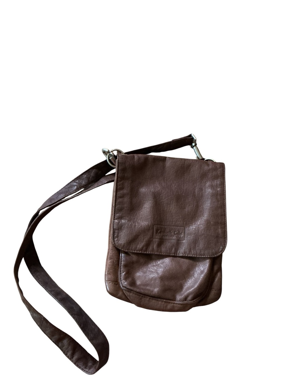 Kenneth Cole Brown Leather Messenger Crossbody Bag